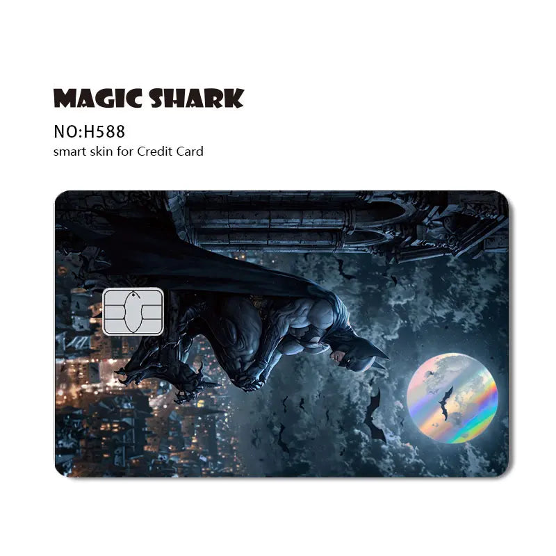 Magic Shark Heros Bat-mans Super-mans Knight Holographic Shinny Film Sticker Cover Skin for Debit Credit Card