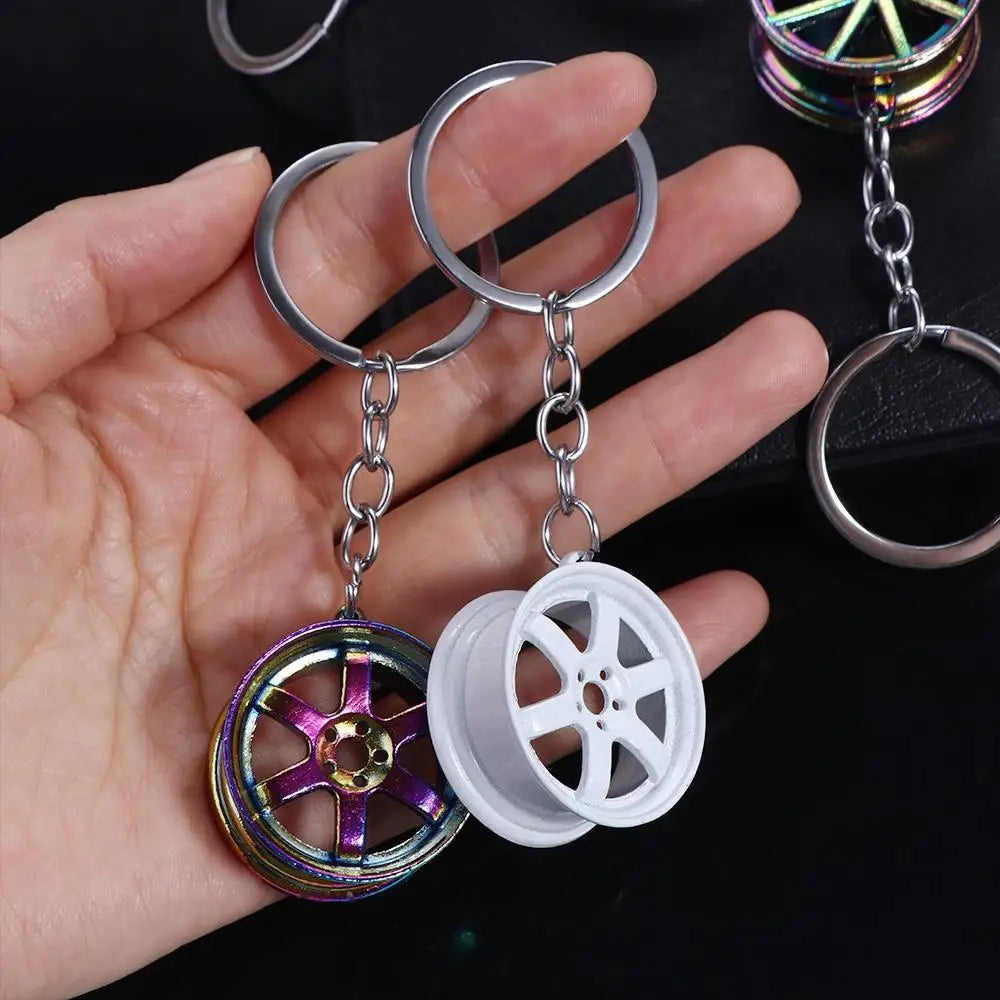 Creative Alloy Car Wheel Keychain Wheel Hub Mini Tire Rim Key Holder Keyring INS All-match