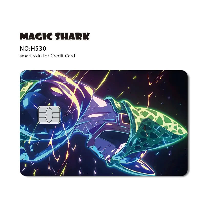 Magic Shark Anime Goku Vegeta Trunks Laser Holographic Shinny Skin Cover Sticker Film for Debit Credit Card