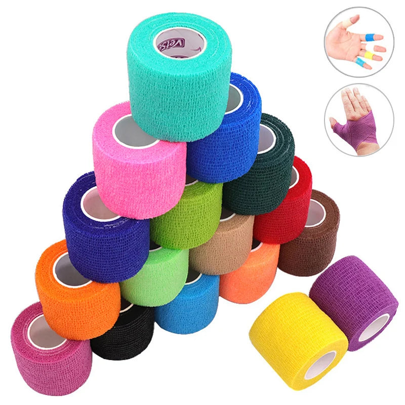 18 Colors Colorful Athletic Wrap Tape Self Adhesive Elastic Bandage Bands Sports Protector For Knee Finger Ankle Palm Pet