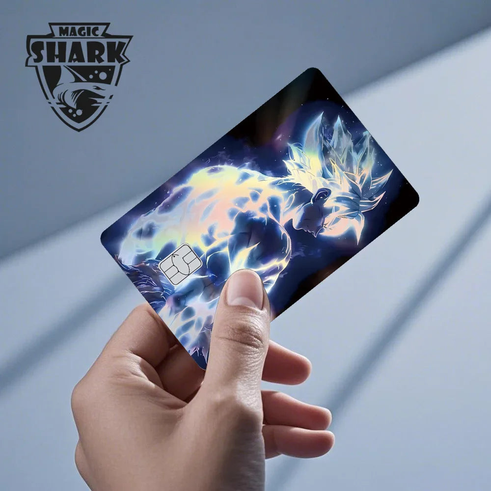 Magic Shark Anime Goku Vegeta Trunks Laser Holographic Shinny Skin Cover Sticker Film for Debit Credit Card
