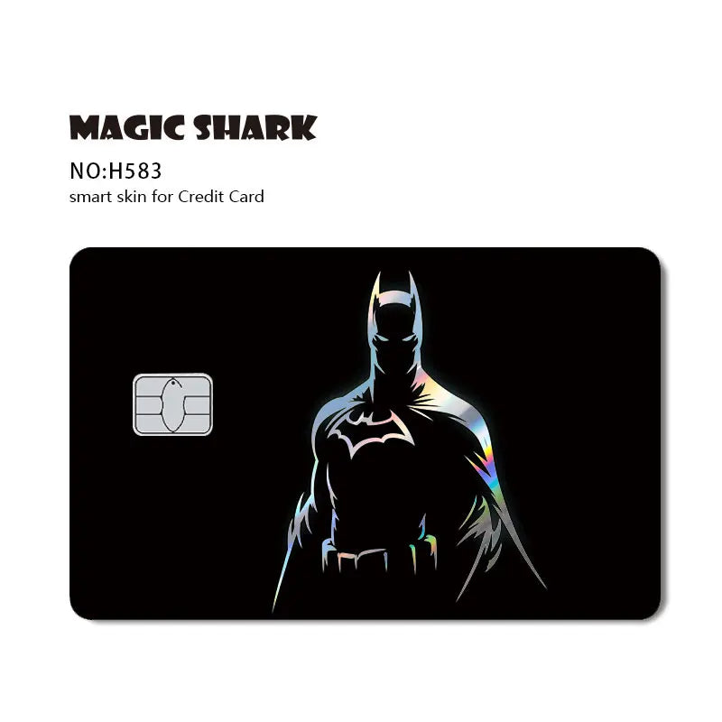 Magic Shark Heros Bat-mans Super-mans Knight Holographic Shinny Film Sticker Cover Skin for Debit Credit Card