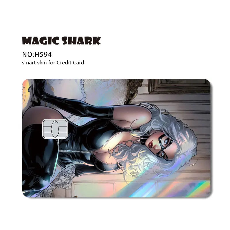 Magic Shark Heros Bat-mans Super-mans Knight Holographic Shinny Film Sticker Cover Skin for Debit Credit Card