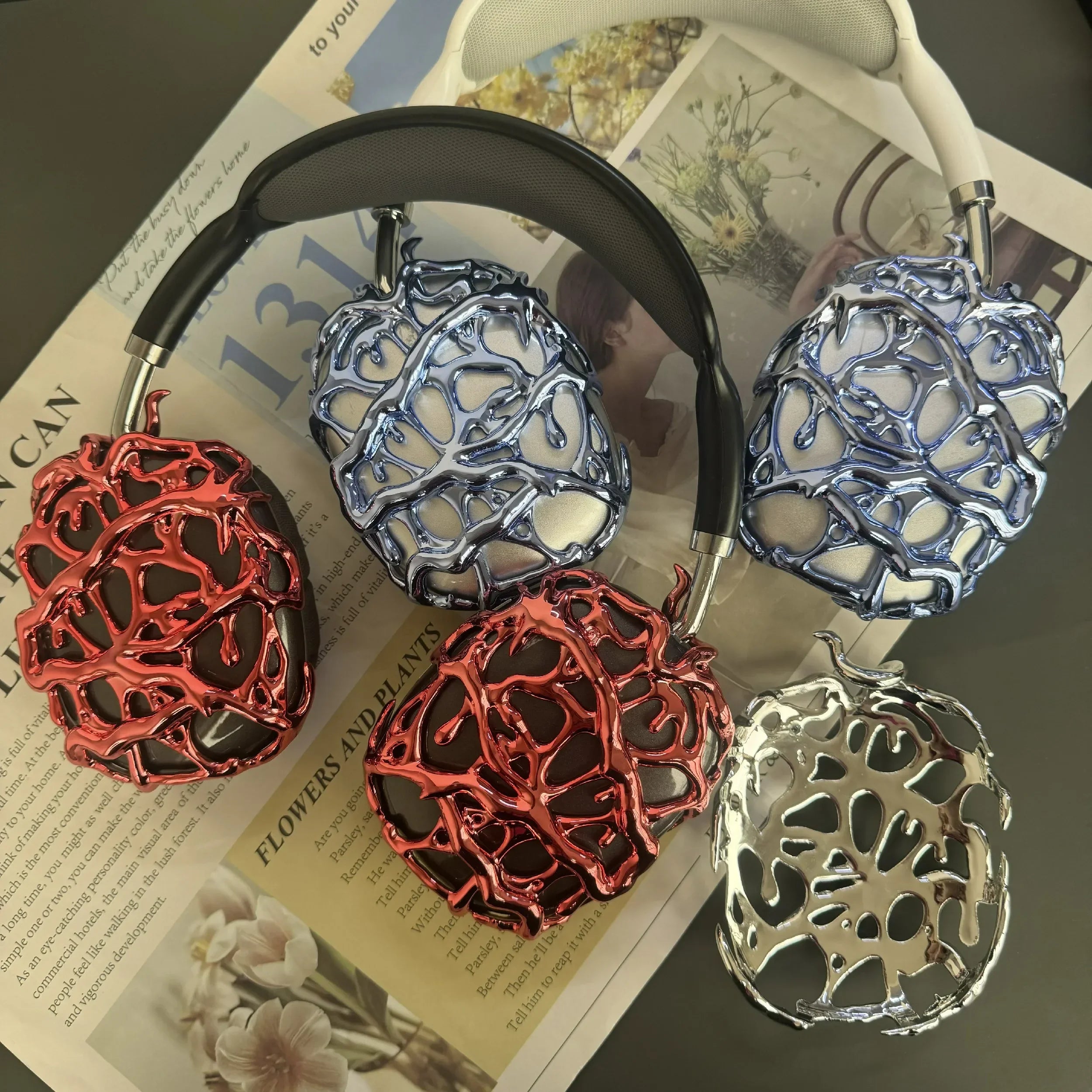 for Airpods Max Case Metal Liquid Thorn Headphones Case for AirpodsMax Attachment Y2k Decoration Red Headset Accessories Gifts