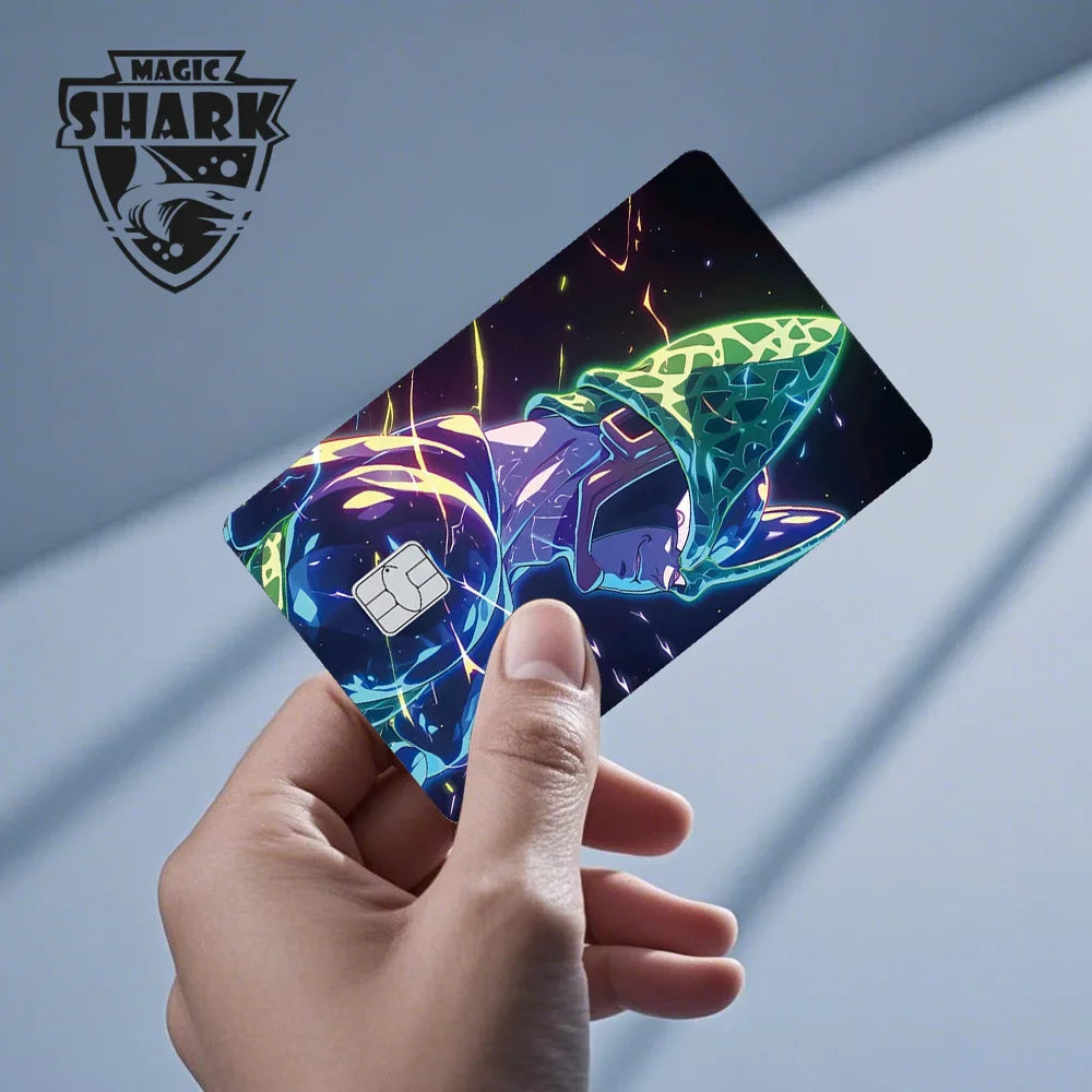 Magic Shark Anime Goku Vegeta Trunks Laser Holographic Shinny Skin Cover Sticker Film for Debit Credit Card