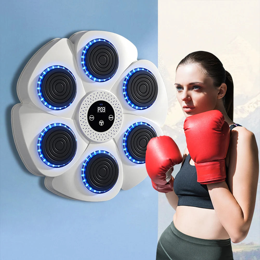 Bluetooth Music Boxing Machine RGB Light Smart Fitness Boxing Bag Muay Thai Sandbag Training Punching Equipment for Kids Adults