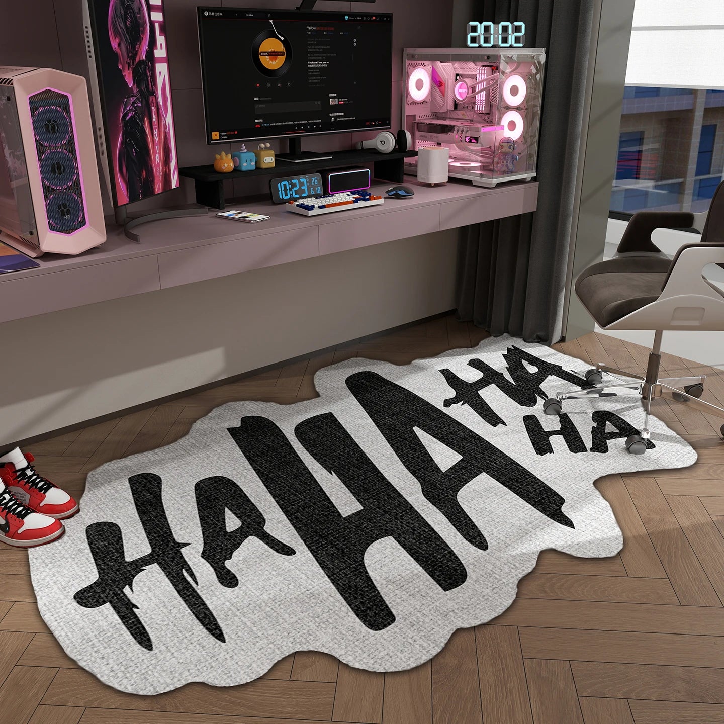 Haha Rugs for Bedroom Irregular Shapes Floor Mat Anti-slip Lounge Rug